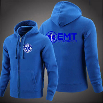 EMT Paramedic Emergency Medical 2024 New Men's Fallow Sweatshirts Zipper Hoodie Male Solid Color All-match Stylish Pullover