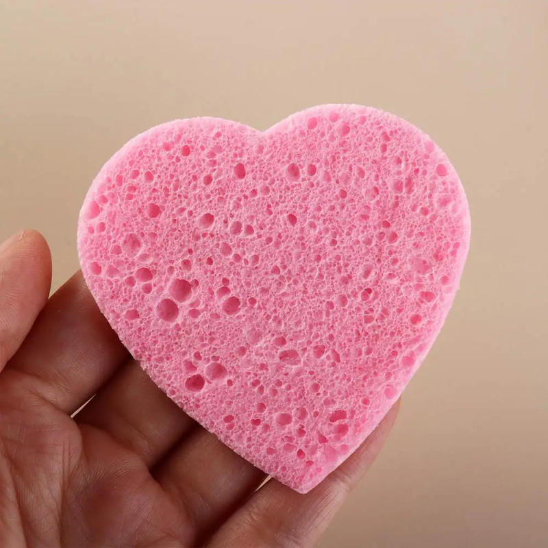 Description Picture 5 of item10 Pieces Pink Cosmetic Puff 7mm Natural Makeup Remover Tool Heart Shaped Face Washing Cleansing Sponge Compressed Sponge Travel
