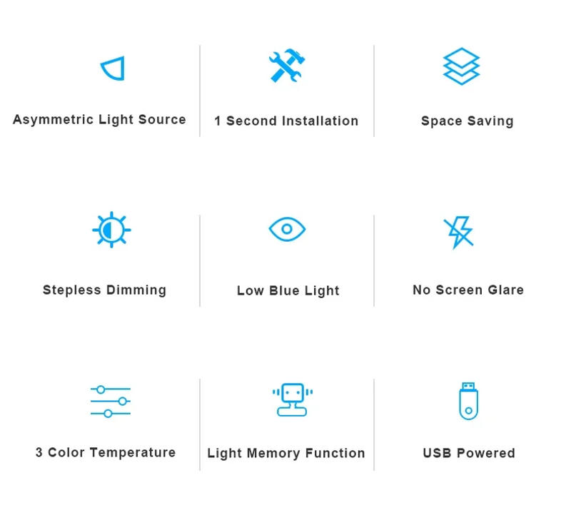 Description Picture 3 of itemLed Monitor Light Bar Stepless Dimmable Screen Hanging Light 50cm Eye-Care Desk Lamp USB Powered Table Lamp For Work Laptop