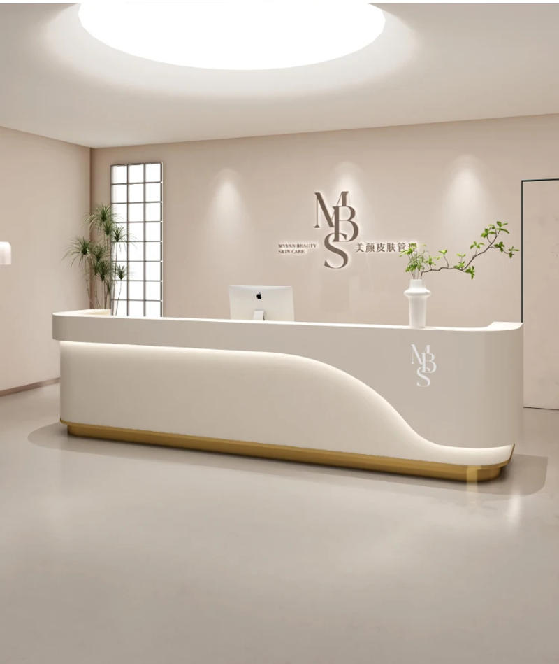 Description Picture 5 of itemInformation Luxury Reception Desks Office Shop Conference Salon Mobile Front Reception Desks Lectern Mostrador Furniture