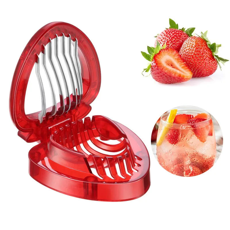 Description Picture 2 of itemSet Kitchen Fruit Gadget Tools Strawberry Slicer Cutter Corer Huller Leaf Stem Remover