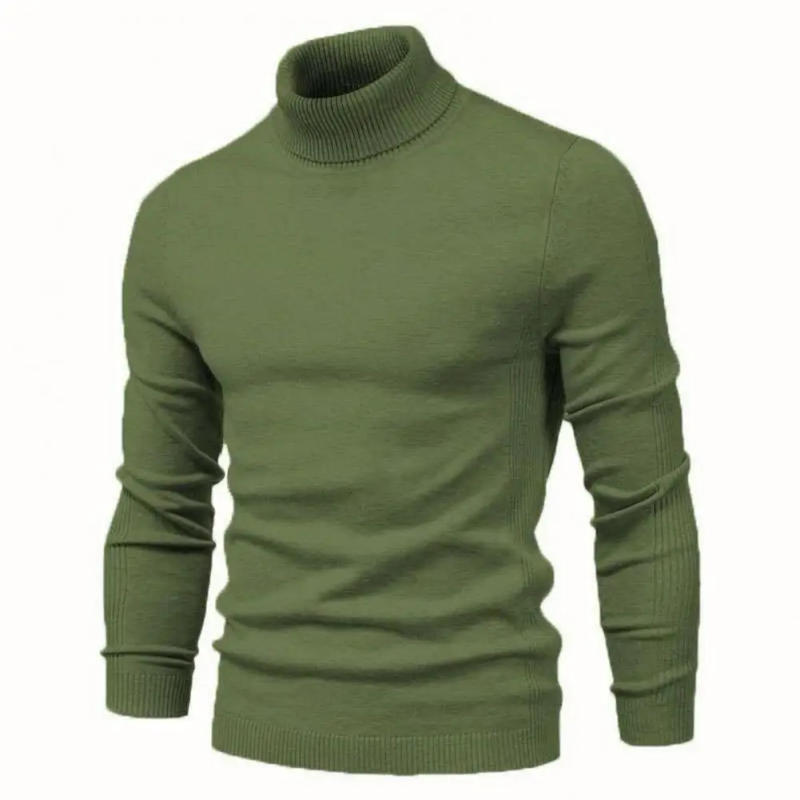 Description Picture 5 of itemHigh Collar Sweater Men's High Collar Knitted Sweater Warm Soft Slim Fit Pullover for Fall Winter Long Sleeve Pullover