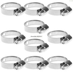 10Pcs Stainless Steel Adjustable Hose Clamp Line Worm Clip 3/4"-1" M03 dropship