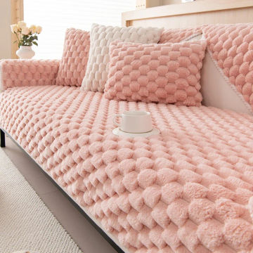 Thicken Plush Sofa Cushion Winter Warm Sofas Mat Towel Anti-slip Universal Couch Covers Pets Kid Soft Sofa Blanket Living Room