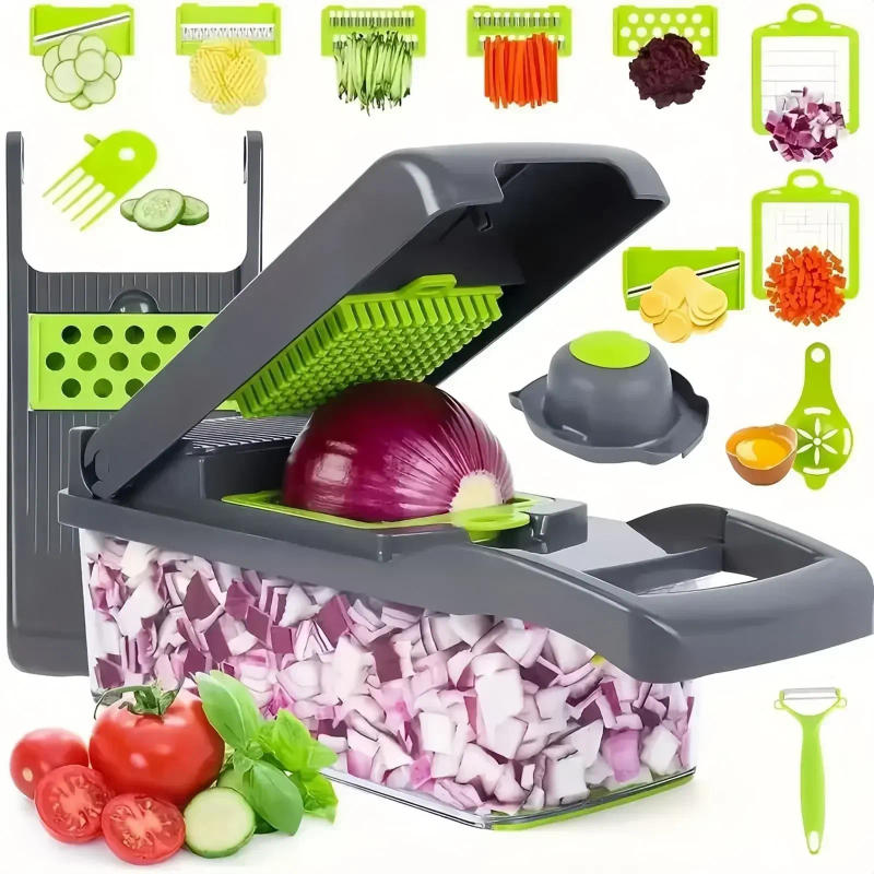 Description Picture 3 of item14/16 in 1 Multifunctional Vegetable Chopper Handle Food Grate Food Chopper Vegetable Slicer Dicer Cut Kitchen Items cocina