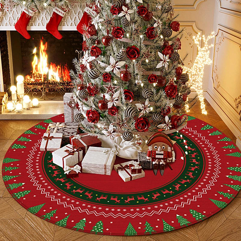 Description Picture 4 of item40/60/80/100CM Cartoon Christmas Tree Skirt Crafts Tree Surround Base Set Merry Christmas Decorations for Home Xmas Ornaments