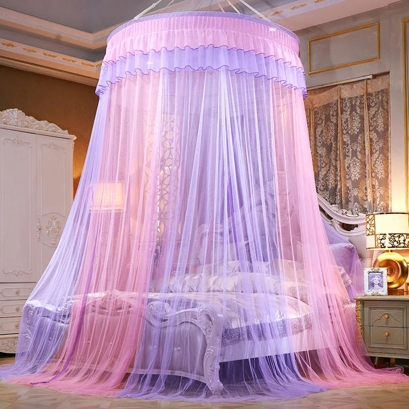 Description Picture 5 of itemBed Canopy Double Colors Hung  Mosquito Net Princess Bed Tent Curtain Foldable Canopy On The Bed Elegant Fairy Lace Dossels D30