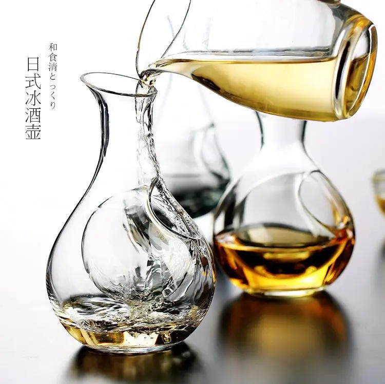 Description Picture 2 of itemJapanese Clear Crystal Ice Jug Lead Free Glass Wine Bottle Bar Whiskey Flask Sake Beer Cooler Wine Dispenser Carafe Decanter