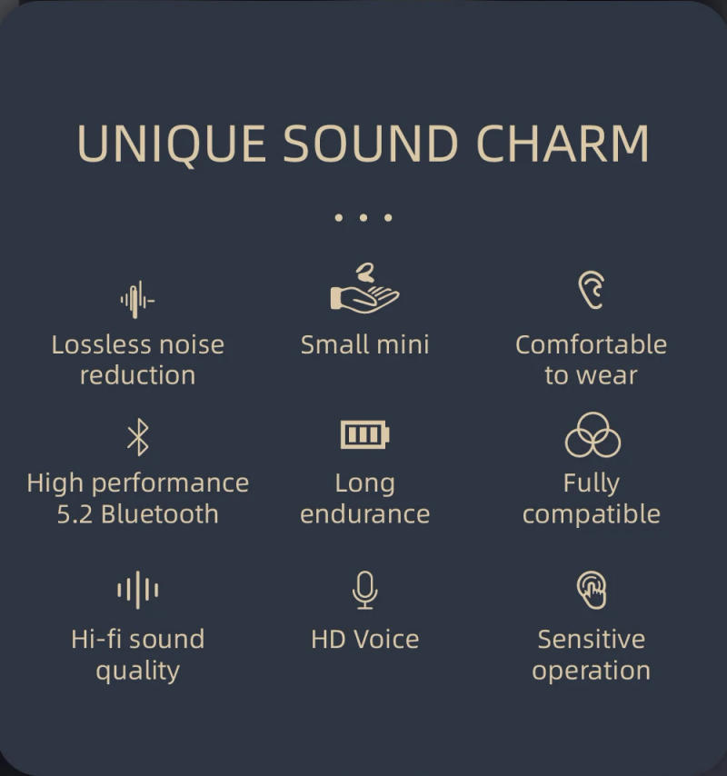 Description Picture 3 of itemBluetooth 5.2 Business Wireless Headphone Ear-Hook Mini HIFI Bass Noise Cancelling Earphone With Mic Earbuds Sport Game Headset