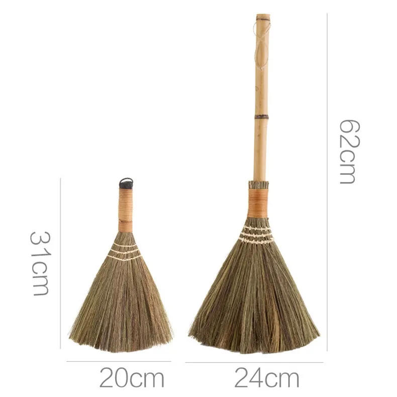 Description Picture 4 of itemJapan Soft Fur Broom Manual Wooden Floor Sweeping Brooms Straw Braided Household Floor Cleaning Archaize Handmade Cleaning Tools