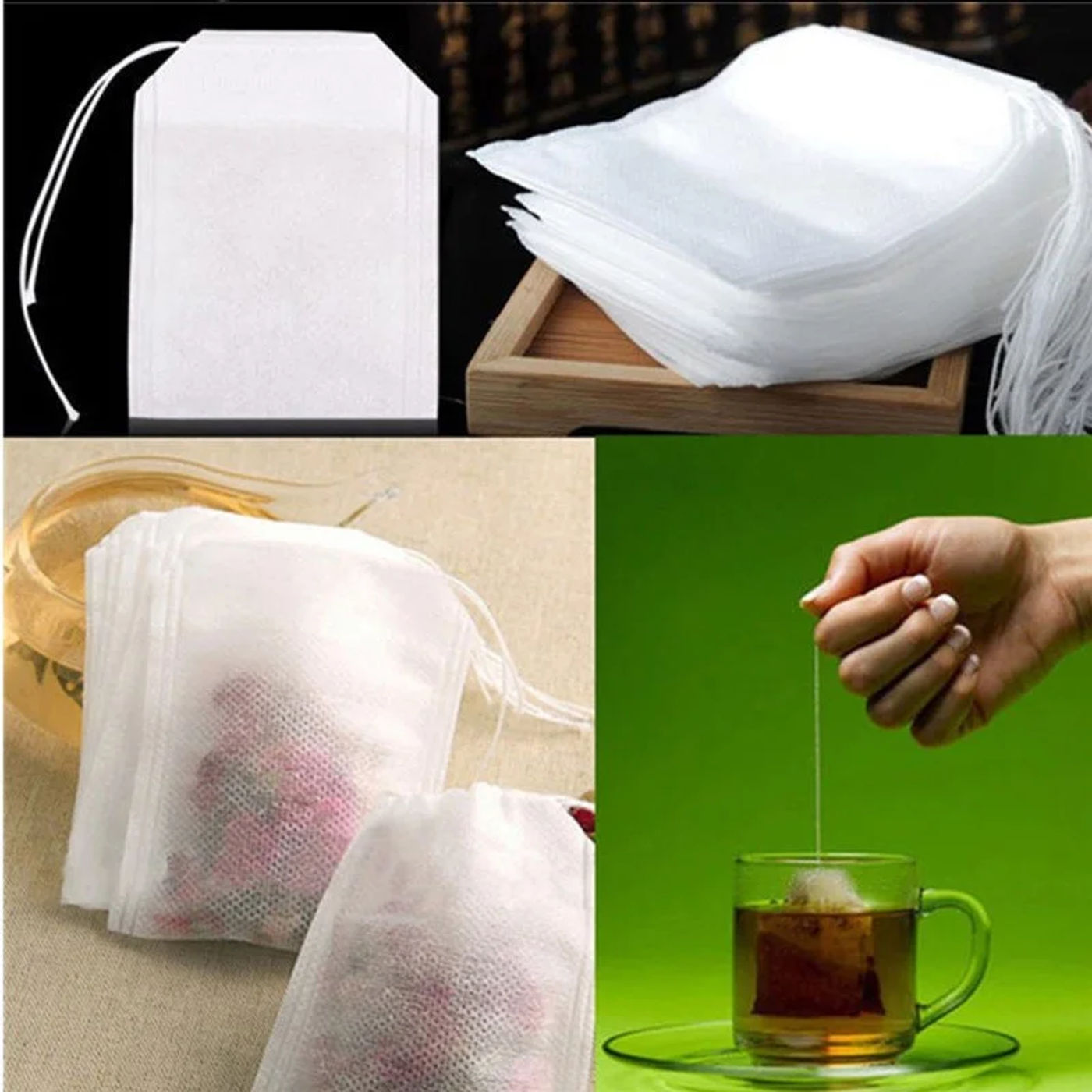 Description Picture 5 of item100Pcs 5.5x7 Drawstring Reusable Tea Bags  Packing Bath Soap Herbs Empty Tea Bag Disposable Teabags Empty Tea Bags