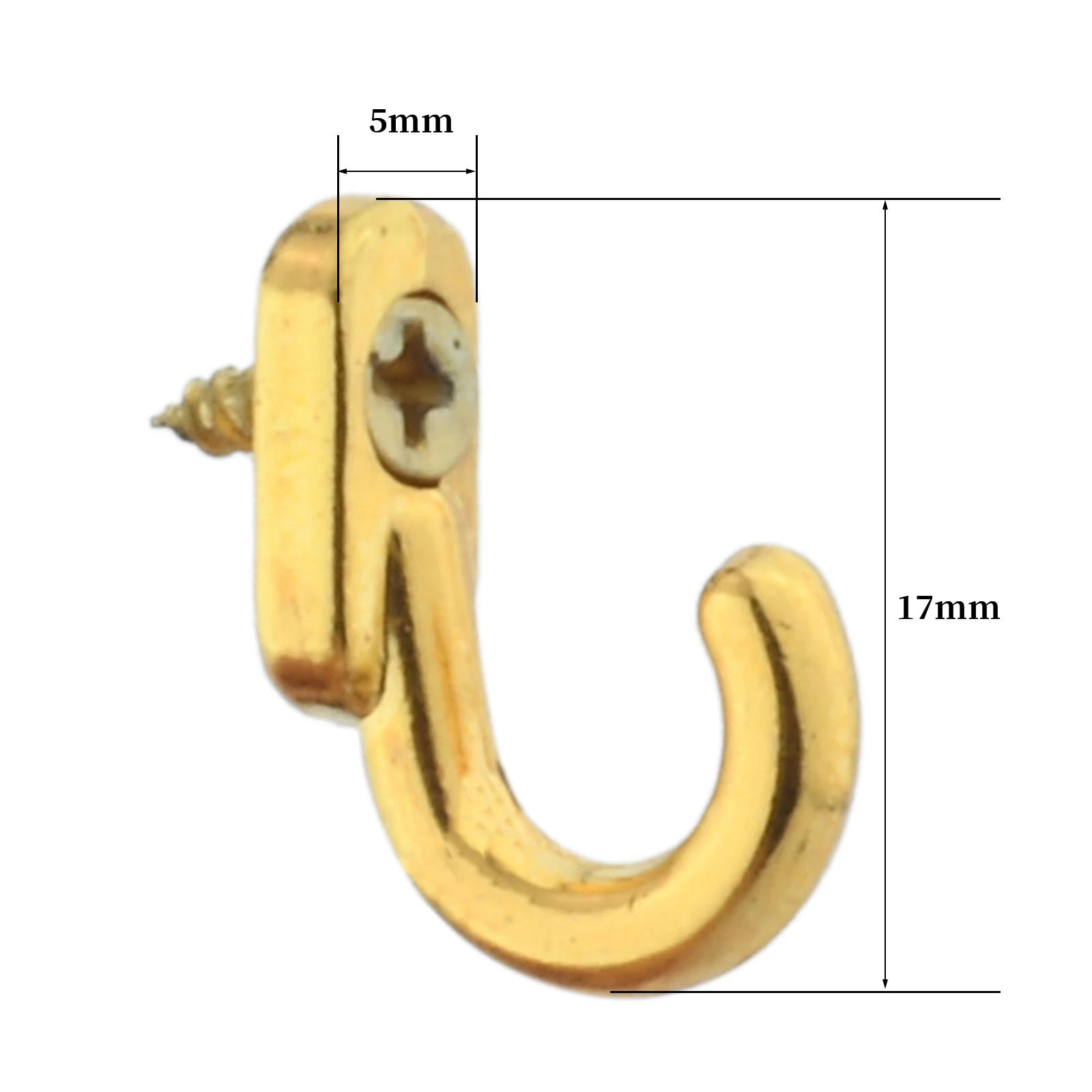 Description Picture 6 of item20pcs Mini Alloy Hooks w/screws Wall Hangers 17mm/0.67in Vintage Black Silver Gold Kitchen Bathroom Key Towel Hat Coat Bag Mask