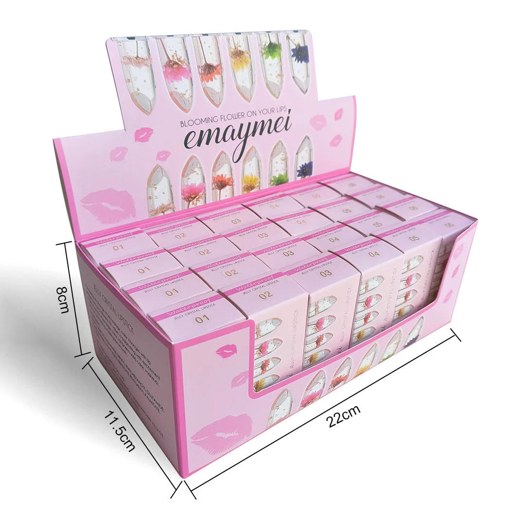 Description Picture 2 of itemWholesale 24 PCS Lip Balm Set Flowers Jelly Colour Changing Lipsticks Long Lasting Moisturizing Jelly Warm Pink Lipstick