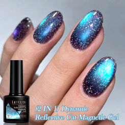 LILYCUTE 7ml Blue Reflective Cat Magnetic Gel Nail Polish Dynamic Double Light Magnet Gel Polish Soak Off Semi Permanent UV Gel