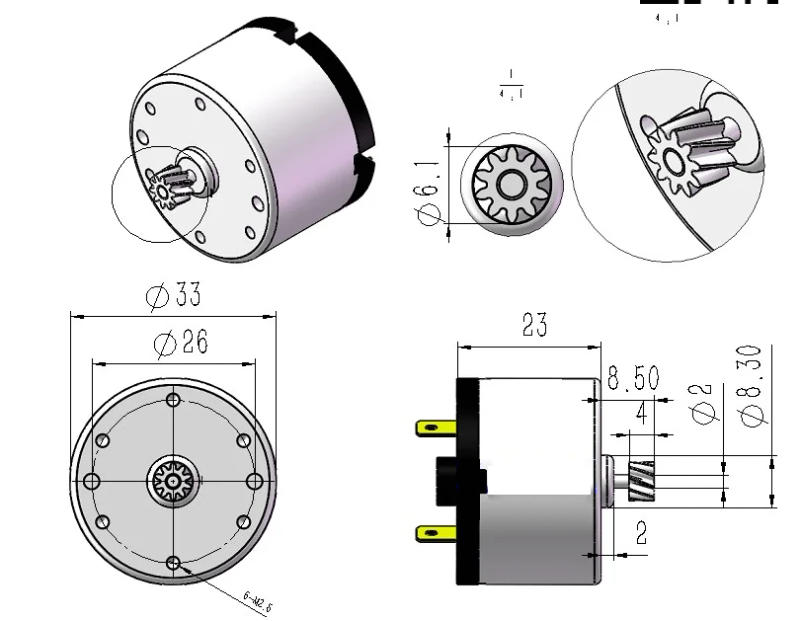 Description Picture 2 of itemRS520 micro DC high speed motor carbon brush long life motor 6V/12V /24V