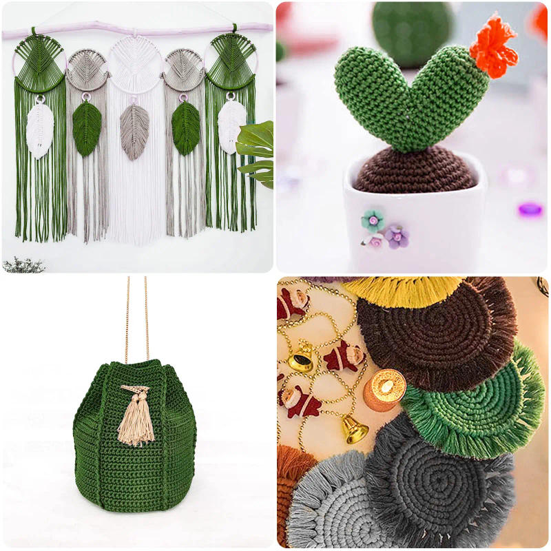 Description Picture 4 of itemHandmade Boho Decor 3/4mm 328yards Macrame Cotton Cord Rope Colorful Yarn Crafts Sewing DIY Home Christmas Decoration Supply