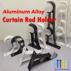 1Pcs Single Double Hang Curtain Rod Bracket Fixing Clip Furniture Hardware Hanger Hook Crossbar Aluminum Alloy Rod Support Clamp