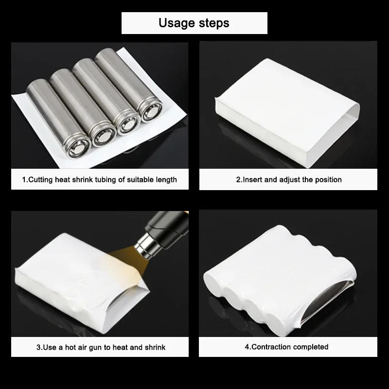 Description Picture 6 of item7mm ~ 150mm White 18650 Lipo Battery PVC Heat Shrink Tube Pack 1M ~ 20M Insulated Film Wrap Lithium Case Protection Cable Sleeve