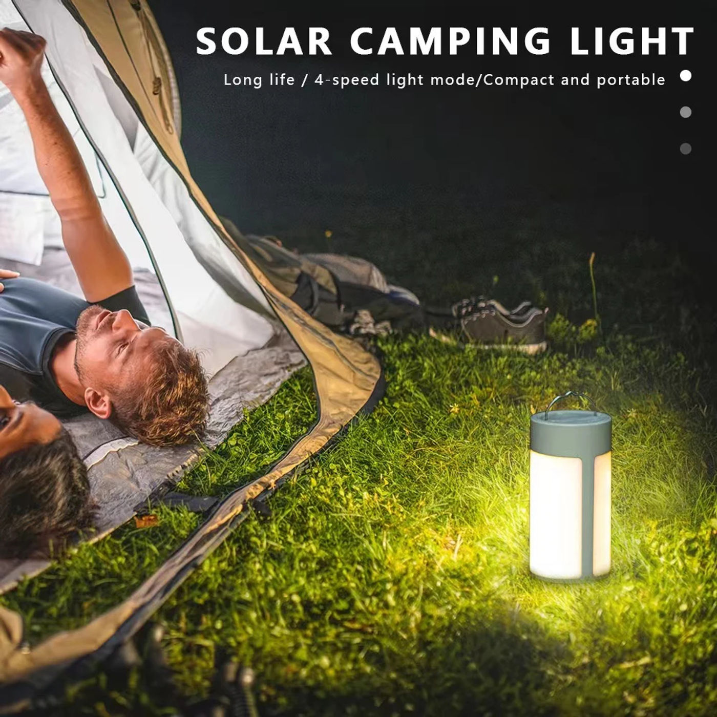 Description Picture 6 of itemOutdoor Solar Camping Light, Long-Lasting Portable Lighting, Ambient Light, LED Warning Light, Waterproof Emergency Power Bank