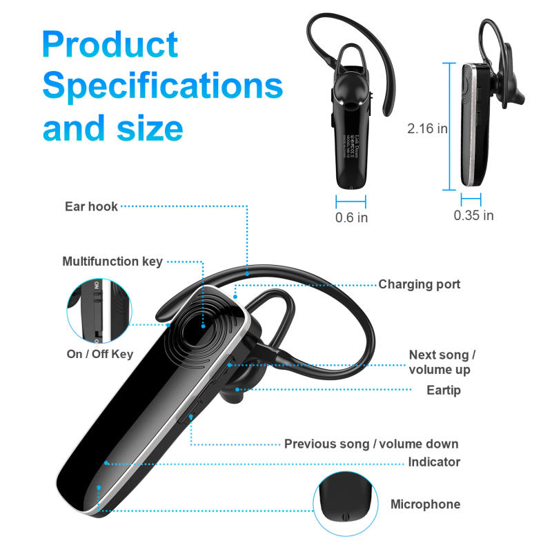 Description Picture 3 of itemNew Bee NB12 Wireless Headset Bluetooth 5.3 Earbuds Earphones With MEMS Micro Ear Hook Handsfree for Driving Business Headphones