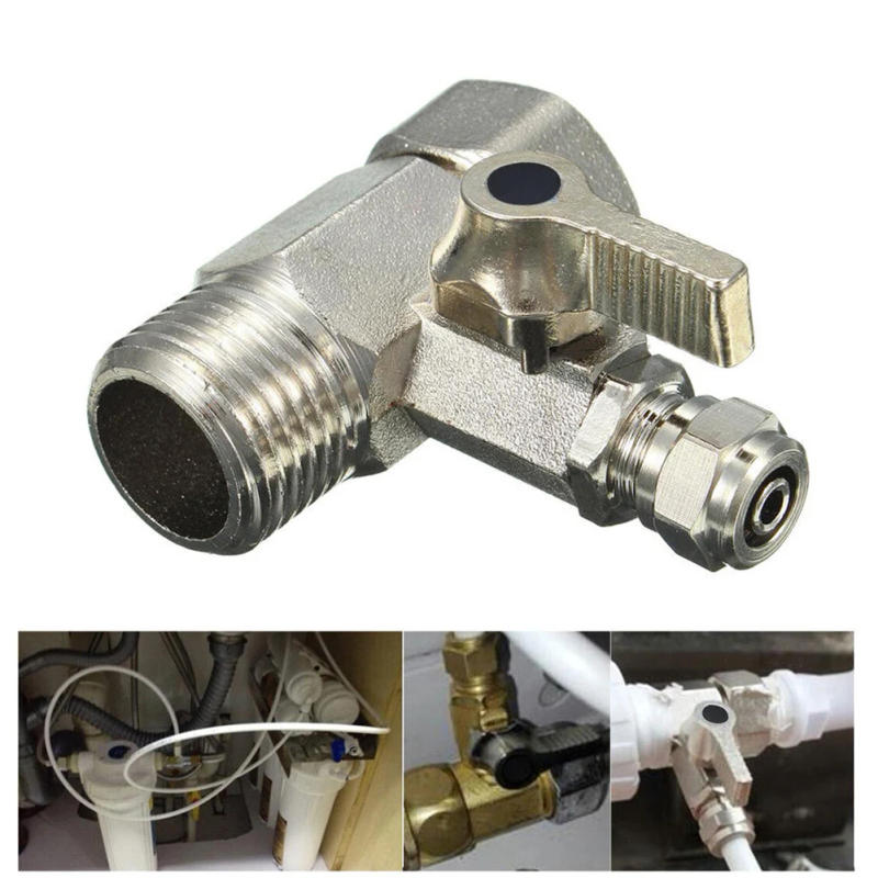 Description Picture 4 of item1pc Water Inlet Of Pure Water Machine RO Feed Water Adapter 1/2" To 1/4'' With Shut-off Ball Valve Tap TeeB Accessories