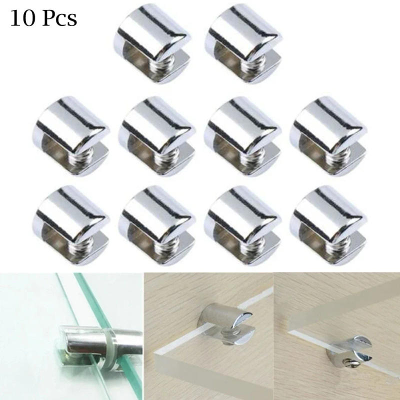 Description Picture 4 of item10pcs Glass Clamp Glass Plated Brackets Zinc Clip Holder Support Brackets Clamps For 6-8mm Cabinet Shelf Support Plate Clamp