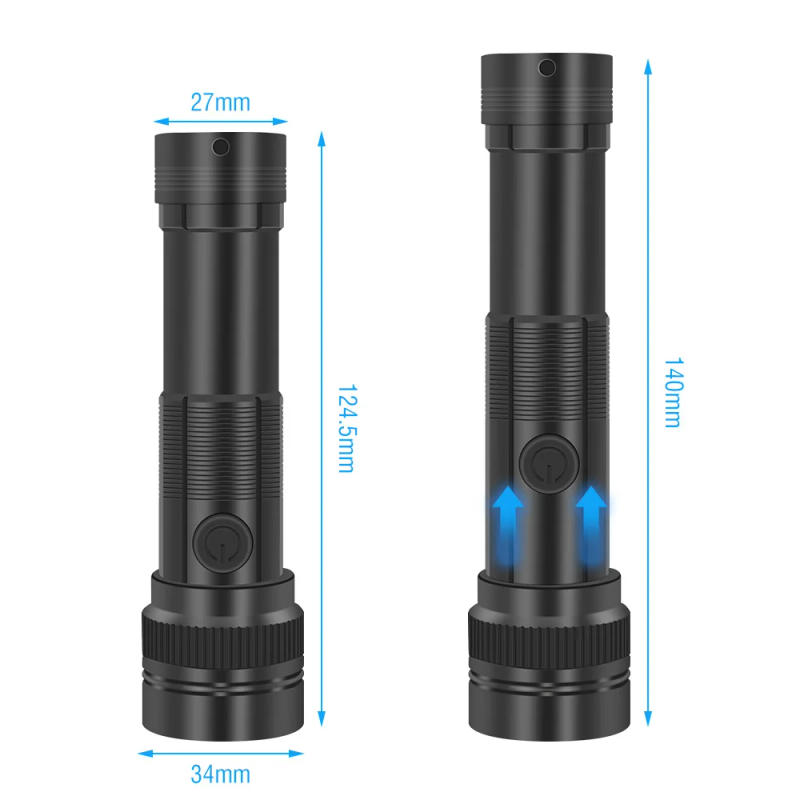 Description Picture 3 of itemBORUiT ST12 LED Flashlight Portable Zoom Torch 500LM Type-C Rechargeable Strong Light Tactical Torch Camping Fishing Lantern