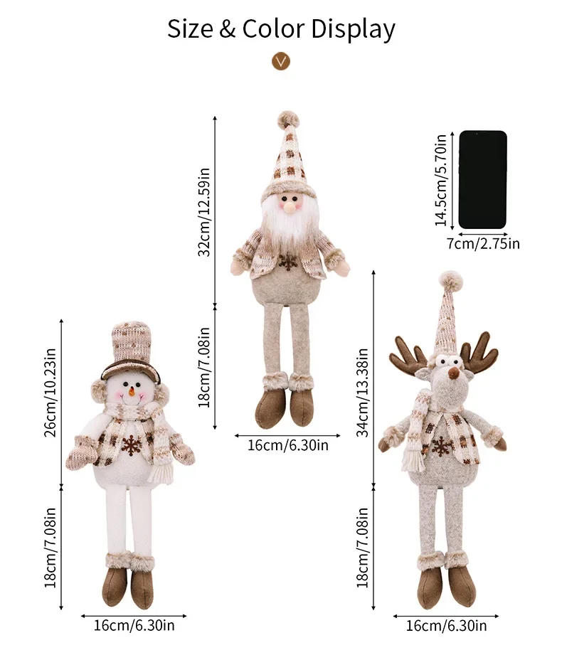 Description Picture 3 of itemChristmas Snowman Telescopic Doll New Knitted Elk Doll Window Scene Christmas Decoration Merry Christma Gift Happy New Year