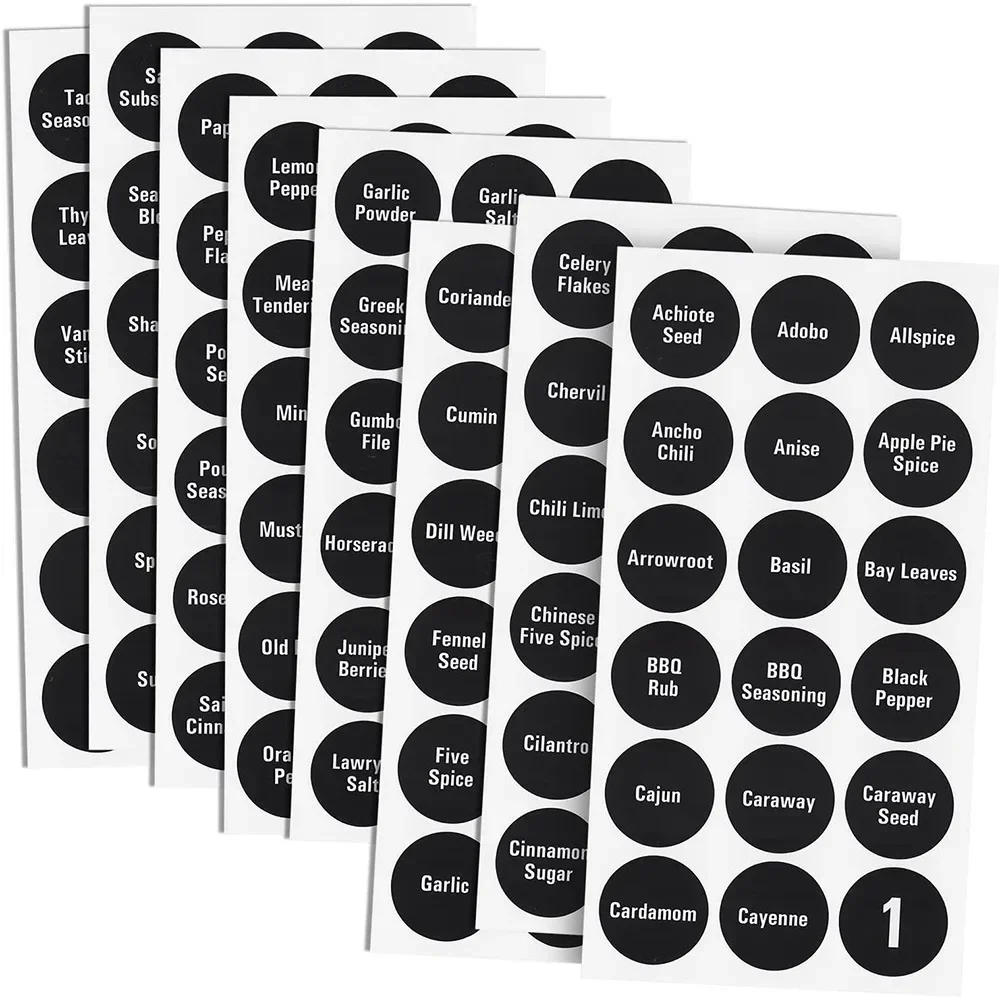 Description Picture 6 of item144pcs Printed Round Spice Stickers Seasoning Bottle Jar Labels Storage Kitchen Waterproof Stickers Spice Tags BBQ Label