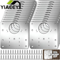Stainless Steel Hinge Repair Plate Kits Cabinet Furniture Drawer Table Hinges Mounting Plate with Screw Flat Fixing Brackets