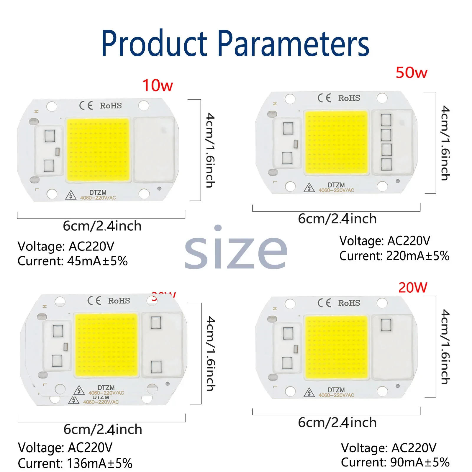 Description Picture 2 of itemLED  Lamp Bead  AC220V 10W 20W 30W 50W  Smart IC No Need Driver DIY Flood Light LED Bulb Spotlight Outdoor Lamp