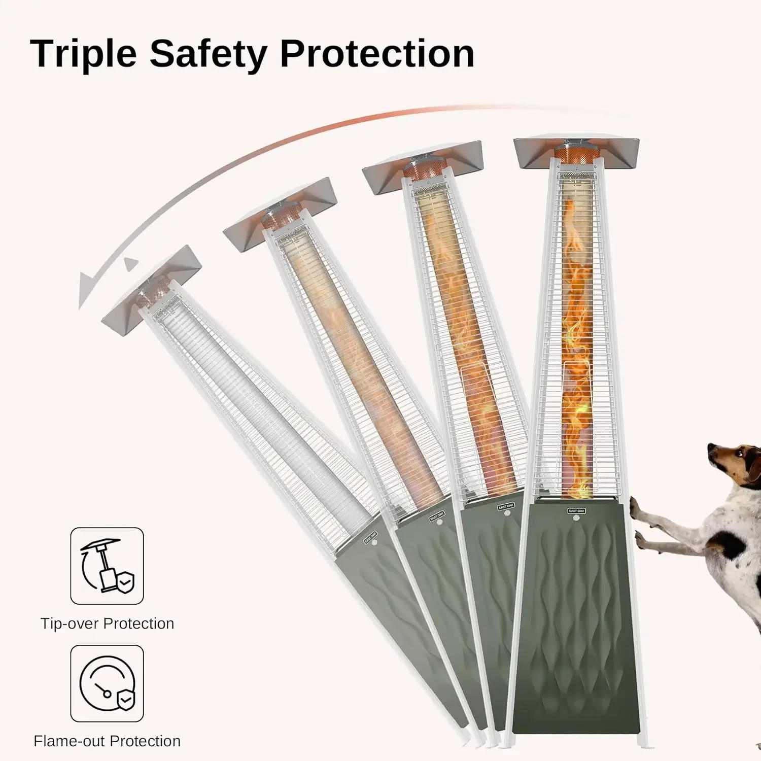 Description Picture 4 of itemPyramid Patio Heater 48,000 BTU Outdoor Patio Heater Quartz Glass Tube Propane Heater Triple Protection System With Wheels