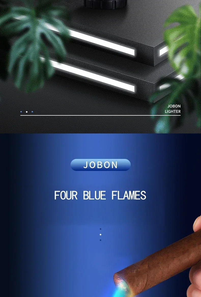 Description Picture 3 of itemJOBON Inflatable 4 Torch Jet Windproof Lighter Metal Grinding Wheel Flint Lighter Gas Butane Inflatable Gift Cigar Lighter