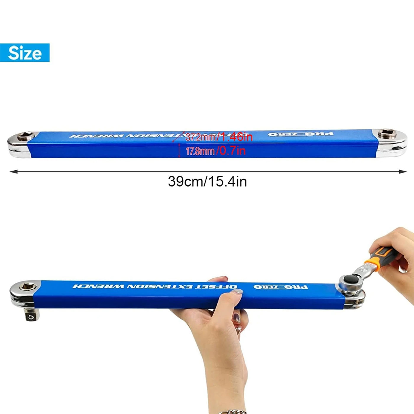 Description Picture 3 of itemOffset Extension Wrench Wrench Tool Hand Tool 1/4 And 3/8 Square Drive Adapters Easy To Adjustable With Storage