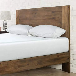 Simple Wood Queen Platform Bed Frame Sturdy Construction Brown Color Easy Assembly Heavy-Duty Steel Support Universal Style