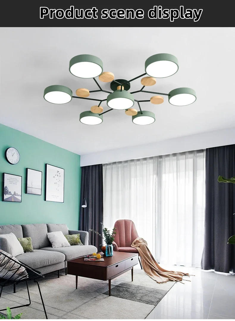 Description Picture 4 of itemNordic Style Living Room Ceiling Chandelier Bedroom LED Ceiling Light Kitchen Wooden Dining Room Ceiling Lamp Aisle Lighting