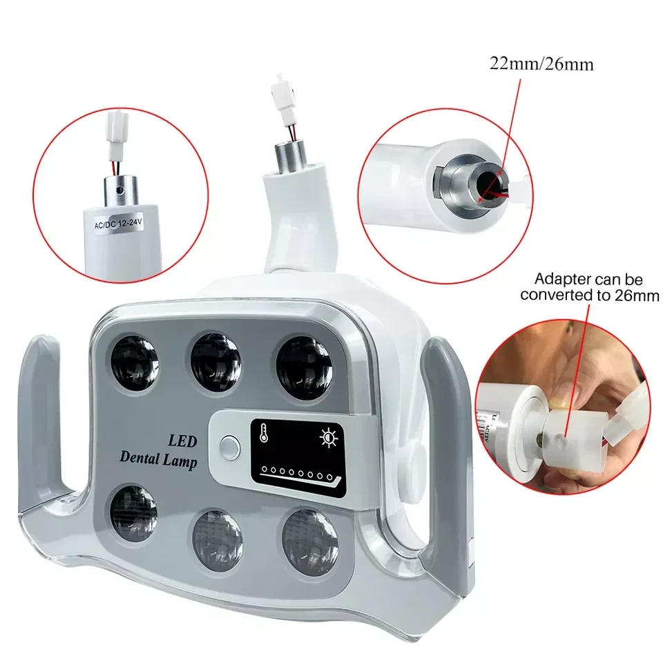 Description Picture 5 of itemDental Shadowless Induction Lamp 6 Bulds Two-Color Operating Oral Light Dental Unit Lamp For Dental Dentistry Chair Accessories