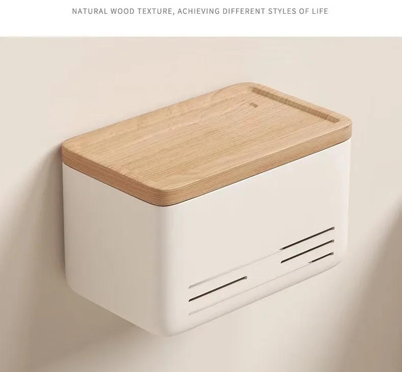 Description Picture 3 of itemWalnut&Beech bathroomWaterproof Wall Mount Toilet Paper Holder Shelf Toilet Roll Paper Tube Storage Rack Storage Box Tray Rack