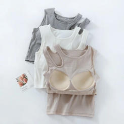 One Piece Sleepwear Shirt For Women Sleeveless Vest Tops Chest Pad Sexy Camisoles Summer Nightwear Slim Bottoming Underwear