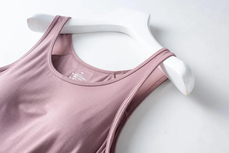 Description Picture 5 of itemWomen's One-Piece Sleeveless Slim Tank Top With Chest Pad Solid Color Soft Smooth Shockproof Casual Sport Vest With Built K15