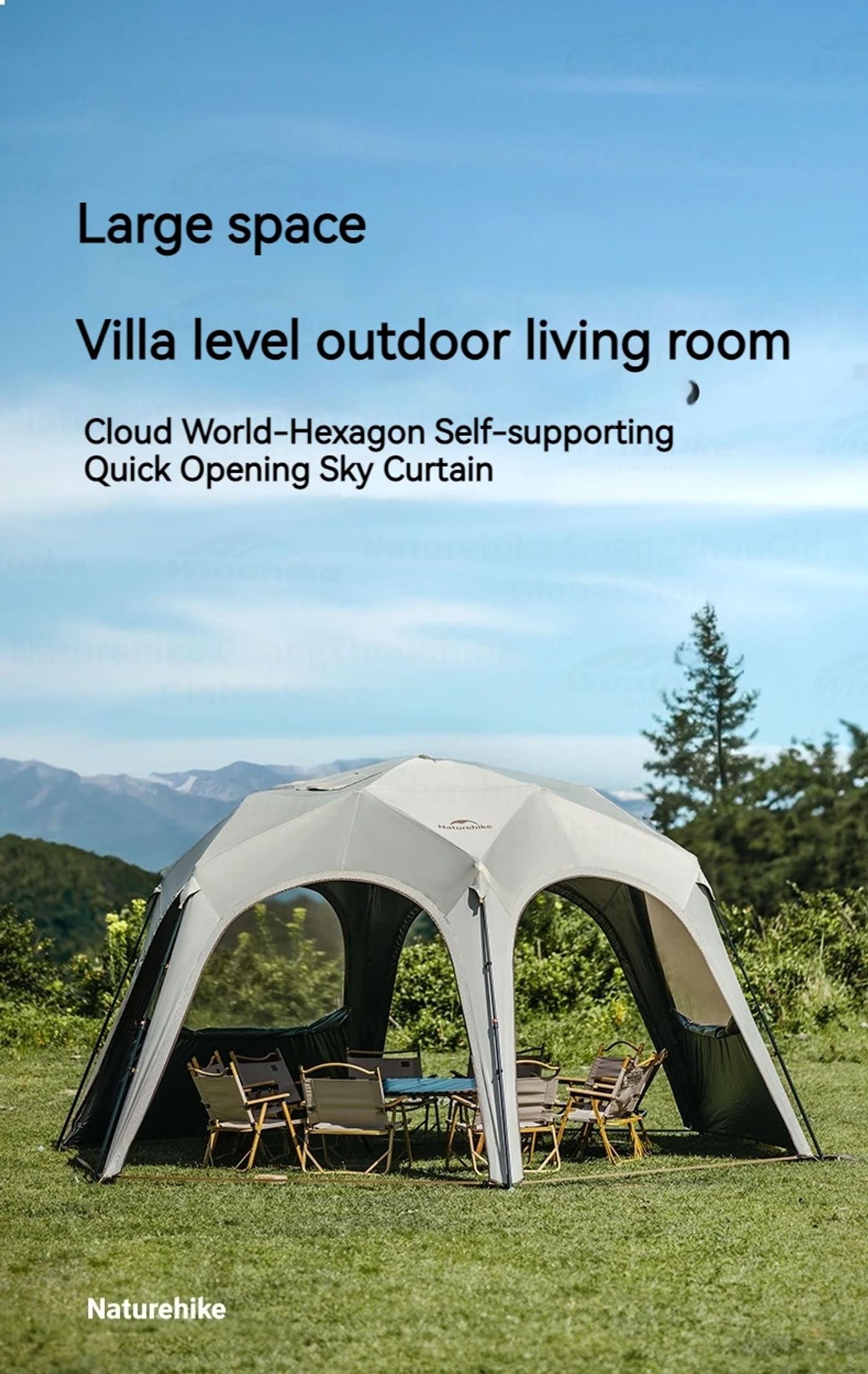 Description Picture 3 of itemNaturehike Dome Tent Canopy Sunshade Waterproof PU5000+ UPF12500+ Sun Shelter Outdoor Camping Luxury Travel Awning with Chimney