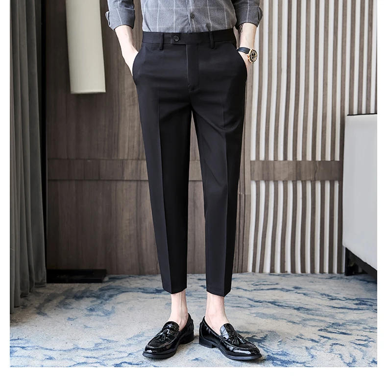 Description Picture 3 of itemMen's Spring/Summer Business Formal Pants Solid Color Casual Korean Fit Suit Pants 2024 Men's Wedding Social Pants Plus Size 36