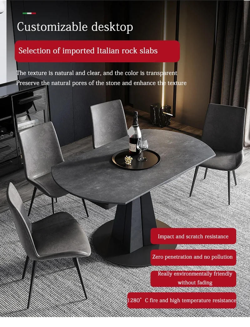 Description Picture 6 of itemEuropean-Style Dining Room Sets Slab Round Dining Table Modern Minimalist Multi-Function Mesas De Jantar Hotel Furniture