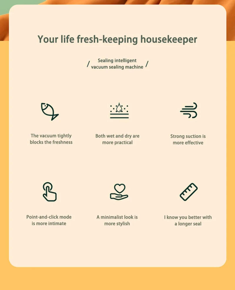 Description Picture 4 of itemXiaomi Vacuum Sealer Packaging Machine Food Vacuum Sealer With Free 10pcs Vacuum bags Household Vacuum Food Sealing