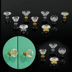 Crystal Knobs Cupboard Drawer Pull Handle Door Knob Diamond Shape Cabinet Knob Wardrobe Handles Home Decor Furniture Hardware