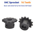 1pc 16T 04C Chain Gear 45# Steel 16 Teeth Industrial Transmission Drive Sprocket Wheel Bore Size 6 6.35 8 10 12 14 15mm