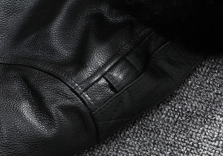 Description Picture 6 of itemNew Air Force Flight Genuine Cow Leather Men's Jacket Detachable Real Fur Collar Thicken Warm Cowhide Clothes Men Winter Coats