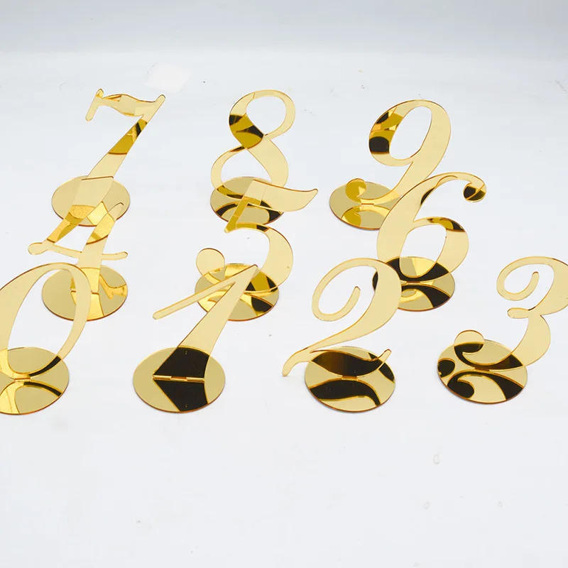 Description Picture 6 of item1PC Gold Silver Table Number with Holder Elegant Mirror Table Number Sign Seat Card For Wedding Birthday Party Anniversary Event