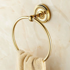Towel Rings Luxury Gold Color Brass Towel Ring Towel Holder Bath Towel Bar Bathroom Accessories Home Decoration ZD773