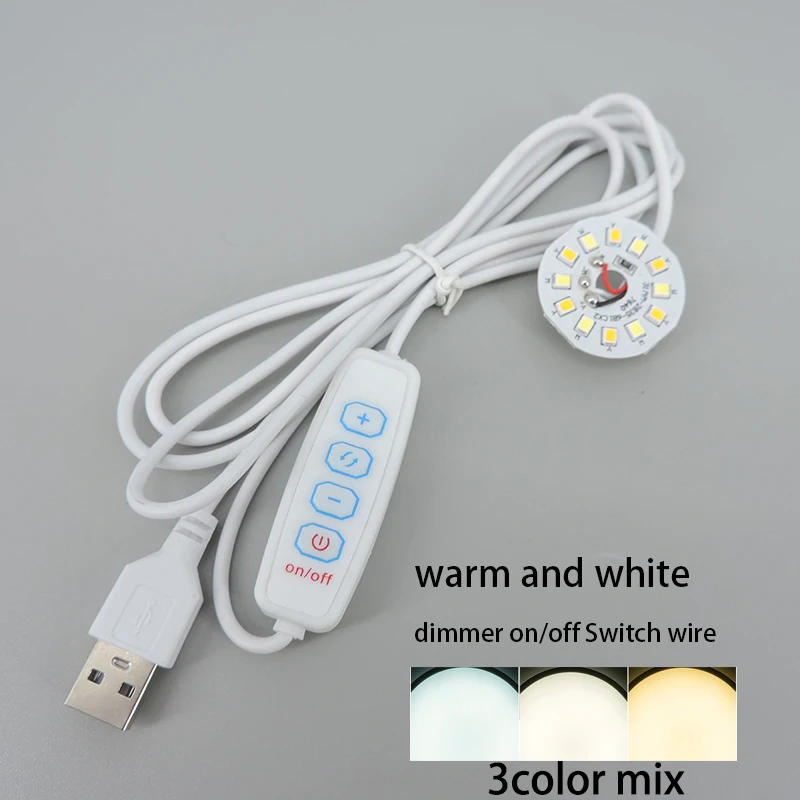 Description Picture 2 of itemDC 5V 3W USB LED chip Lights single 3 Colors warm white Night Light Desk Book Lamp with Switch warm Dimmable power cable 1.5m P1